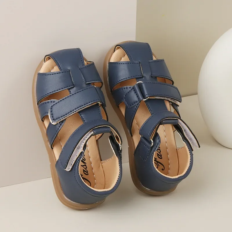 

Summer New Kids Sandals Boys Solid Color Causal Children Braided Flat Sandals Fashion Cut-outs Girls Non-slip Beach Sandals Soft