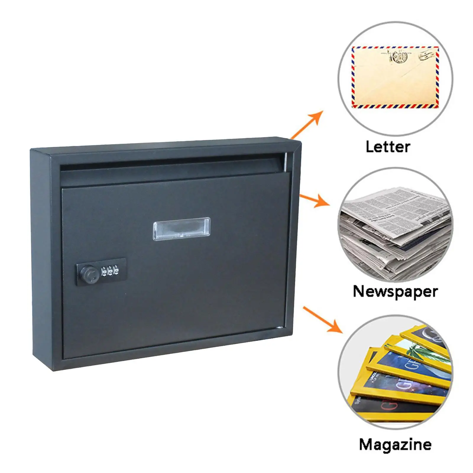 Wall Mounted Mailbox Metal Letter Post Box Holder Outside Hanging Decoration , Townhouse Newspaper Magazines Box