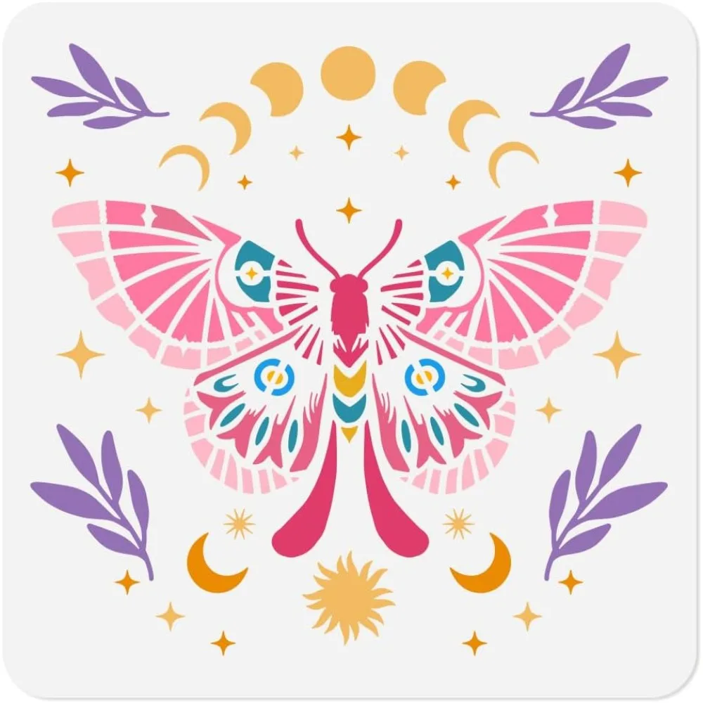 Moth Divination Stencil for Painting 11.8