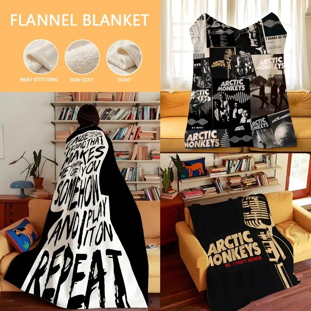 Music A-Arctic M-Monkeys Throw Flannel Cozy Print Blanket, Portable, Durable  Machine Washable cute Cool