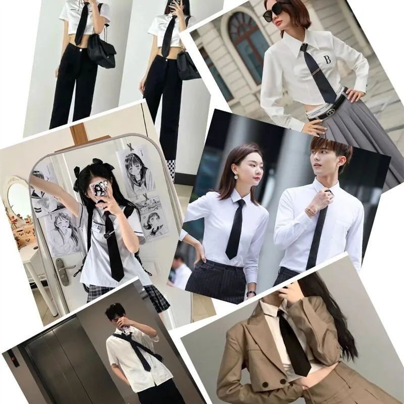 

Korean version black tie, men's casual shirt decoration, women's trendy hand tie, college style, thin and narrow student profess