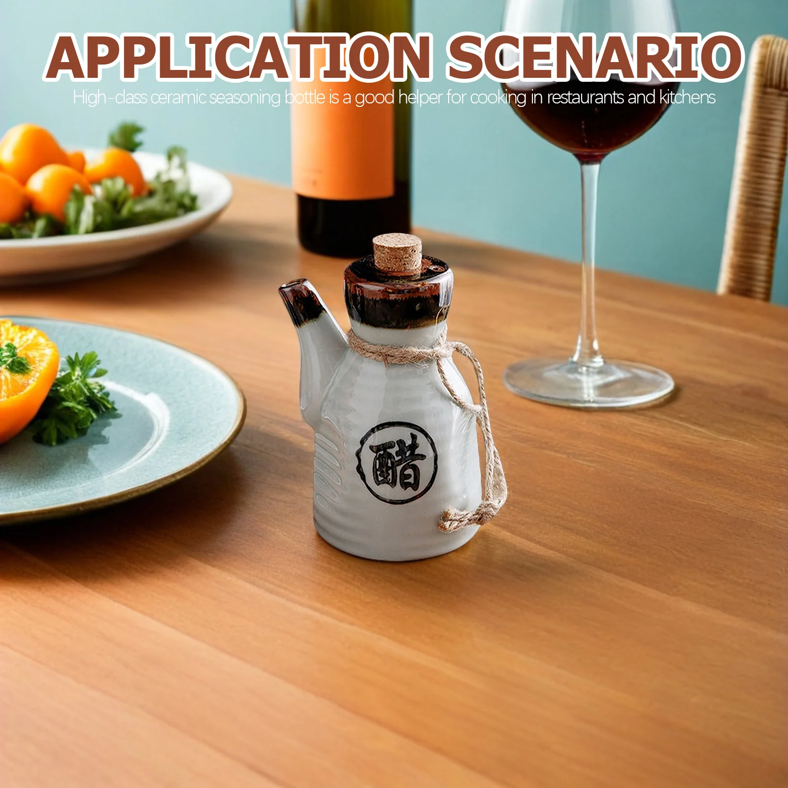 زجاجة بهار سيراميك على الطراز الياباني، وعاء زيت مقاوم للتآكل، مقاوم لدرجات الحرارة العالية، سهل التنظيف، مستلزمات المطبخ