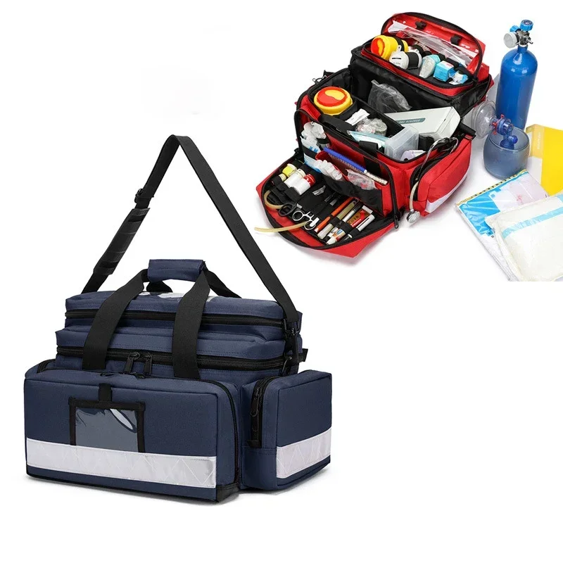 Imagem -02 - Kits de Primeiros Socorros de Emergência ao ar Livre Grande Capacidade Medical Bolsa Vazio Impermeável Reflexivo Oxford Multi-bolso Travel Bags