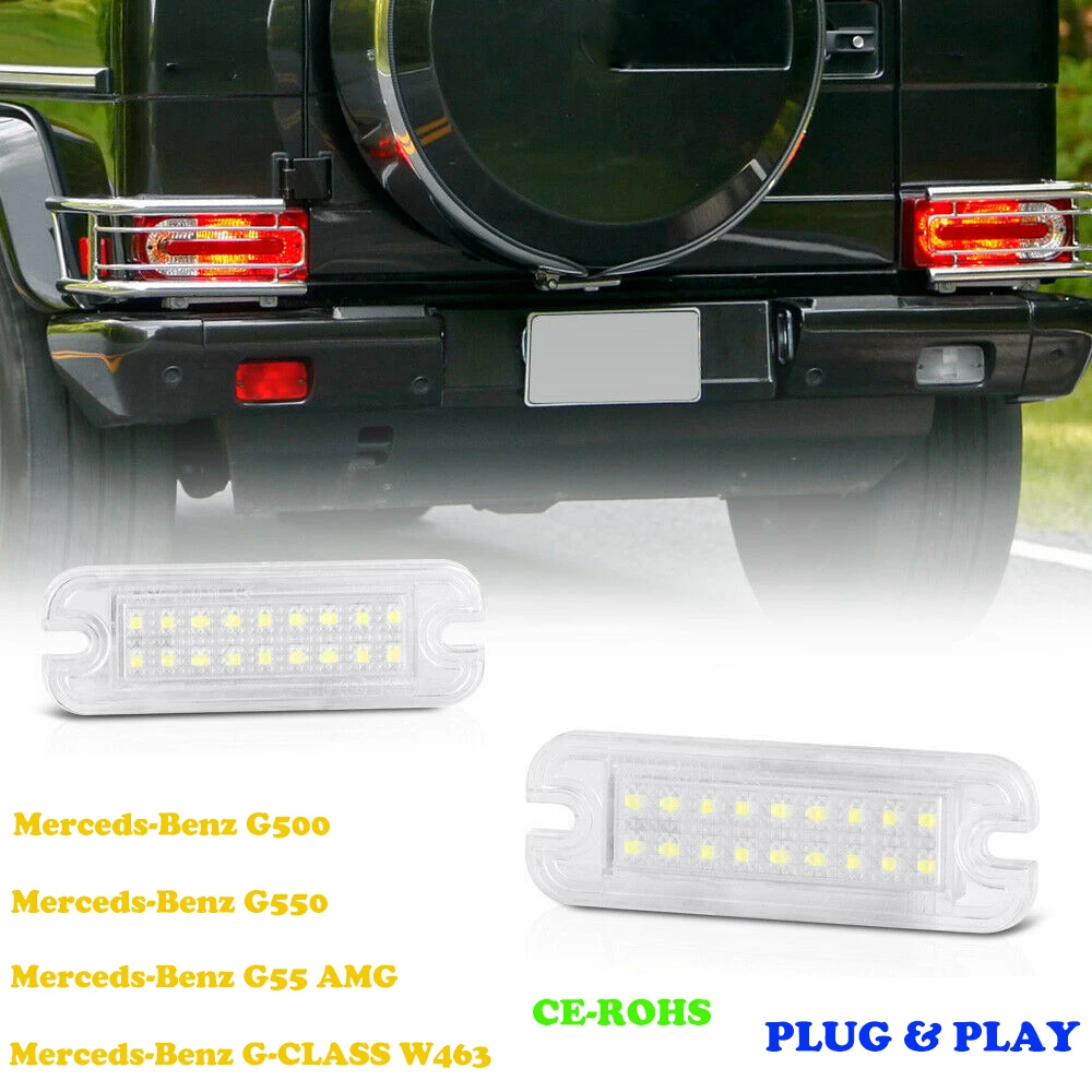 

For Mercedes Benz G-Class W463 G500 G550 G55 G63 G65 AMG Car Number Lamps #:A4638200356 No Error LED License Plate Lights 2Pcs