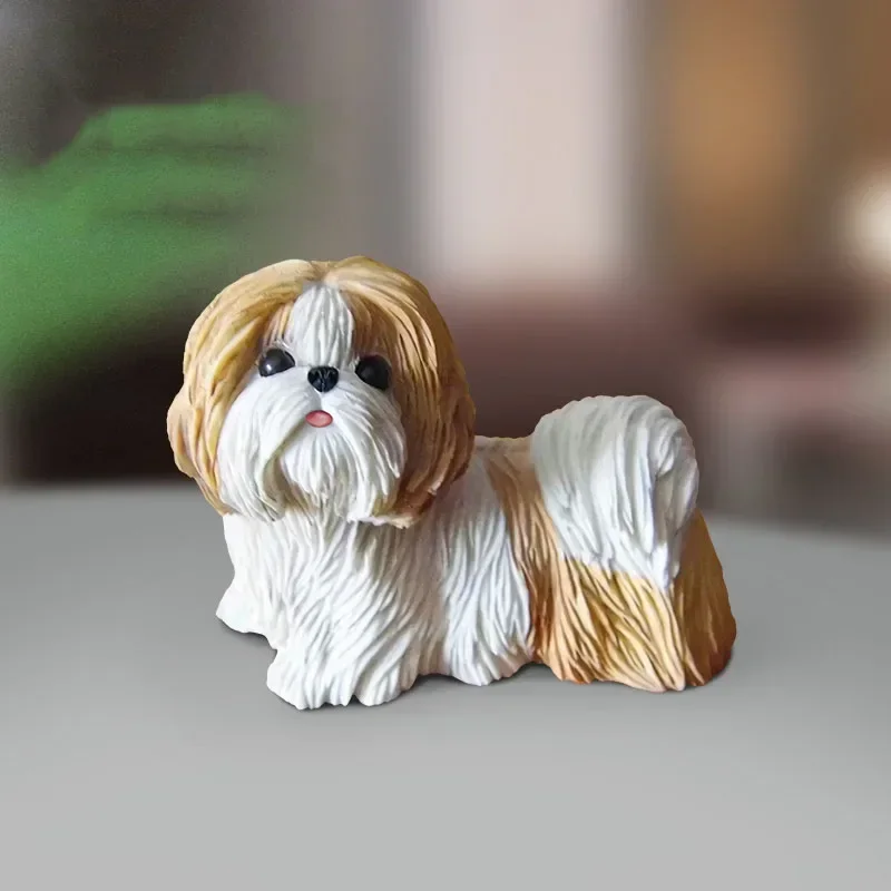 1/6 Scale Mini Adorable Simulated Shih Tzu Resin Dog Model For Action Figure Display Collection Handcraft Pet Decoration Scene