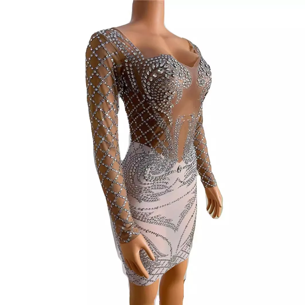 의상 찐빵 스팽글 슬림 허리 미니 연회 생일 파티 기념일 여성 이브닝 드레스 행사용