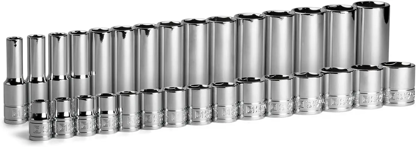 

3/8 in. Drive Chrome Socket Set 30-Piece Shallow & Deep 8-22 mm with WaveDrive Design