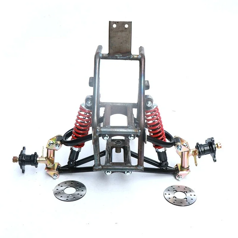 

Homemade four-wheel motorcycle accessories modified small inverted three-wheel kart front frame beach suspension disc brake