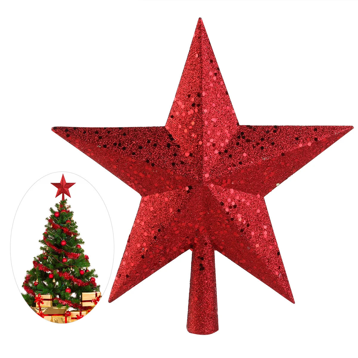 Bling Decor Autumn Decoration for Kitchen LED Mini Christmas Tree Topper Shatterproof Star Flash