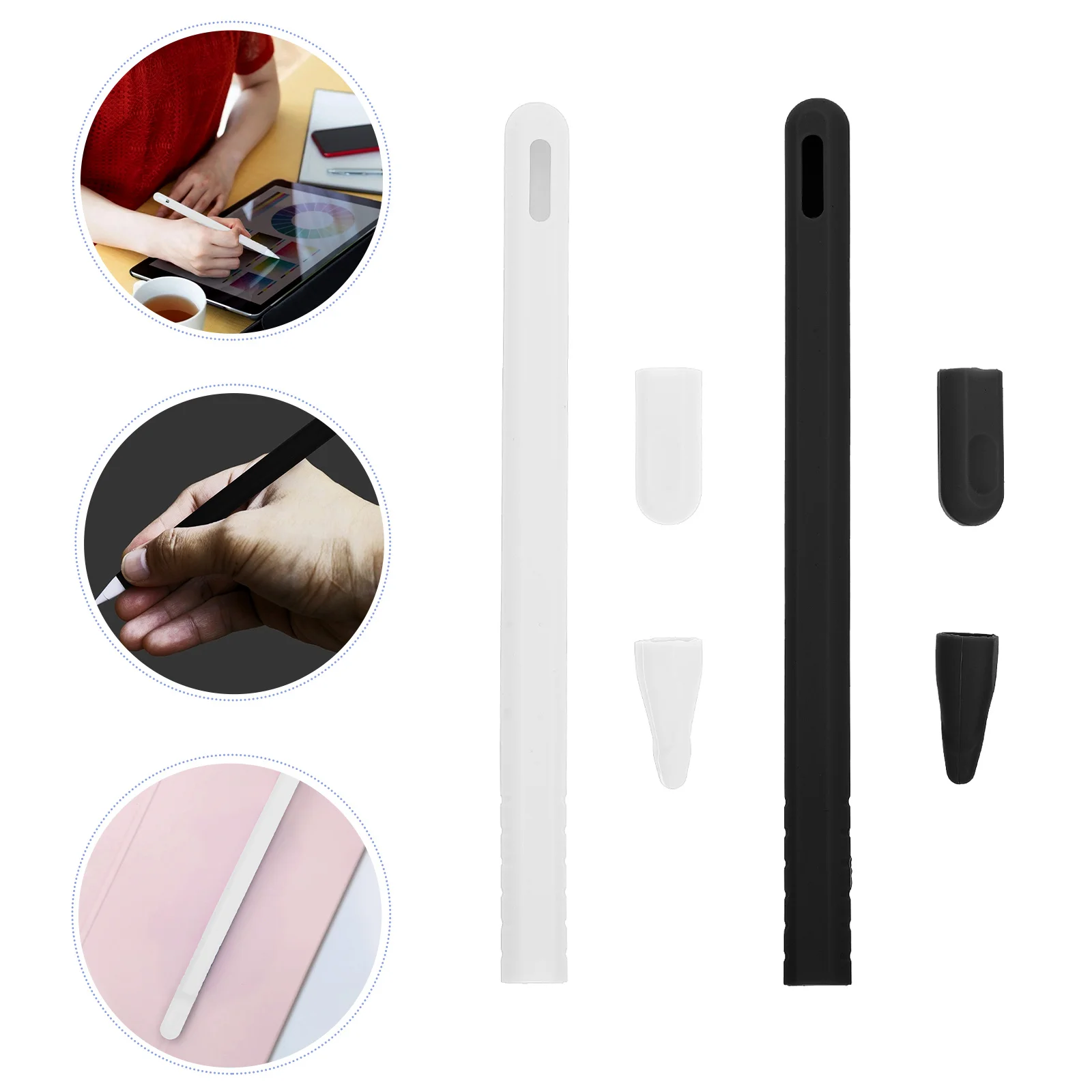 

2pcs Silicone Stylus Pen Cover Case For Pencil 2 Protective Sleeve Touch Pen Cap Smooth Non-Slip Grip Durable Storage
