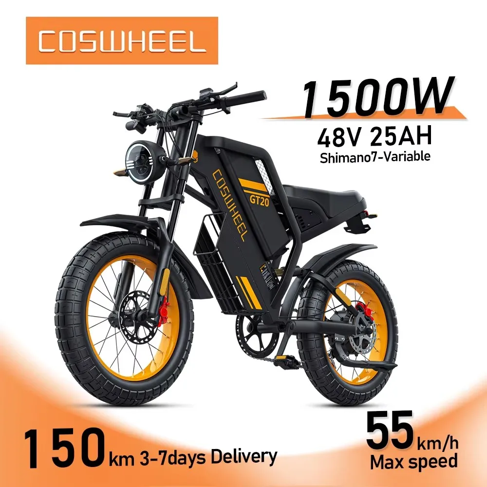 

48V Ebike 1500w Peak Electric Bike 20" Fat Tire Off-road Electric Motorcycle