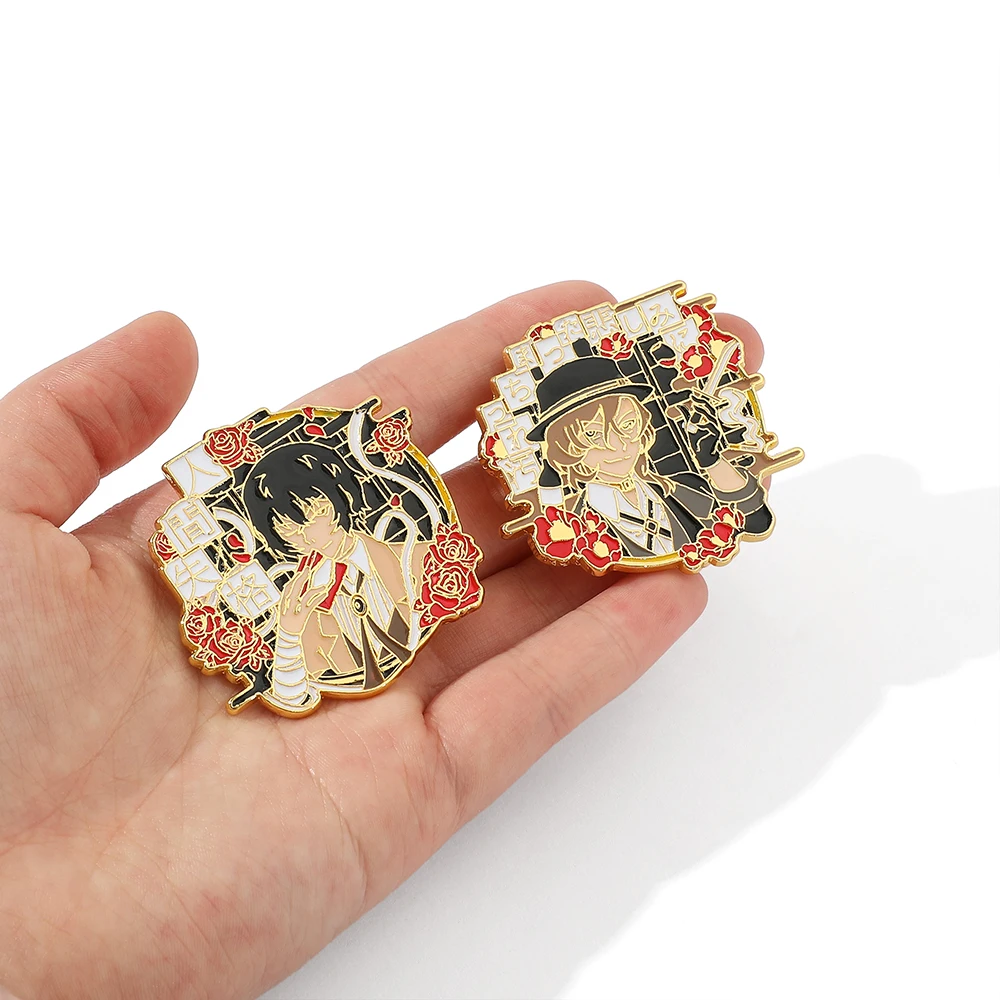 Anime Characters Enamel Pin Bungo Stray Dogs Osamu Dazai Brooch Mob Psycho 100 Lapel Badge Jewelry Accessories