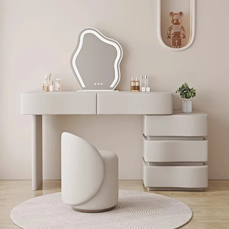 Comfortable Vanity Furniture Minimalist Wooden Chest Drawers Vanity Desk with Light Mirror Makeup Maquillaje Tocadores Vanity