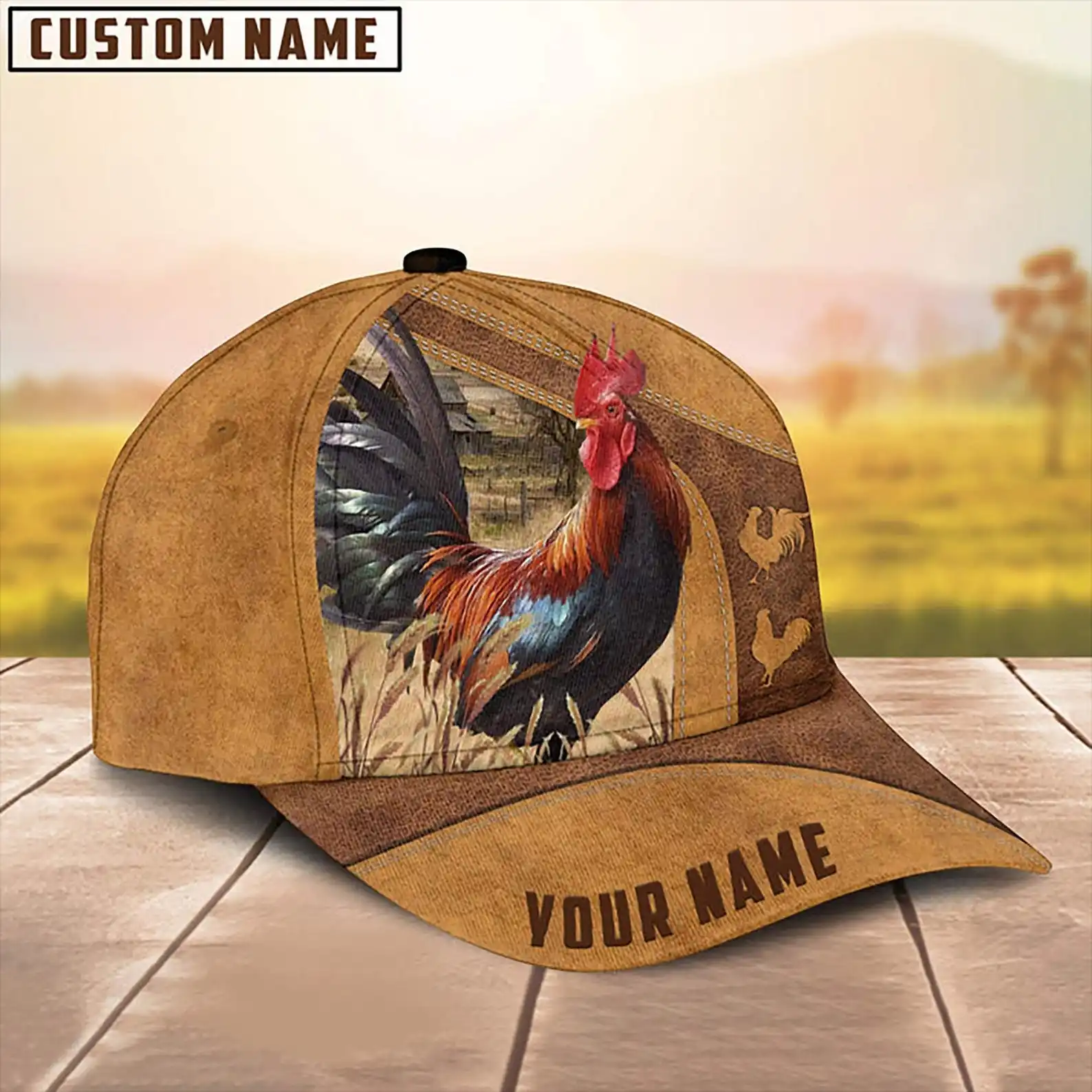 Custom Custom Rooster Hat With Name, Chicken Baseball Cap, Funny Farm Hat For Men Women, Farmer Gift, Farm Animal Cap For Farm L