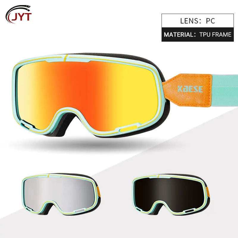 Ski Goggles Color Changing Full Frame Large Vision Double Layer Anti-fog Motorcycle Helmet Glasses Windproof Sandproof