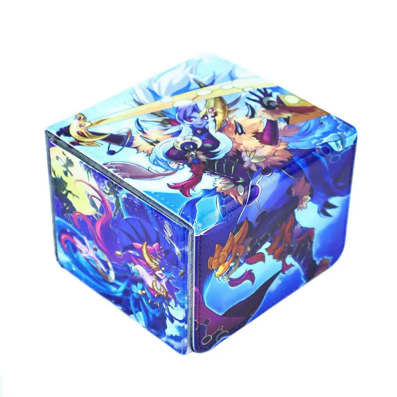 Yu-Gi-Oh! Lunalight Leo Dancer OPTCG DIY Caixa de Cartas de Couro de Grande Capacidade, Caixa de Armazenamento de Cartas de Coleção de Anime Reforçada