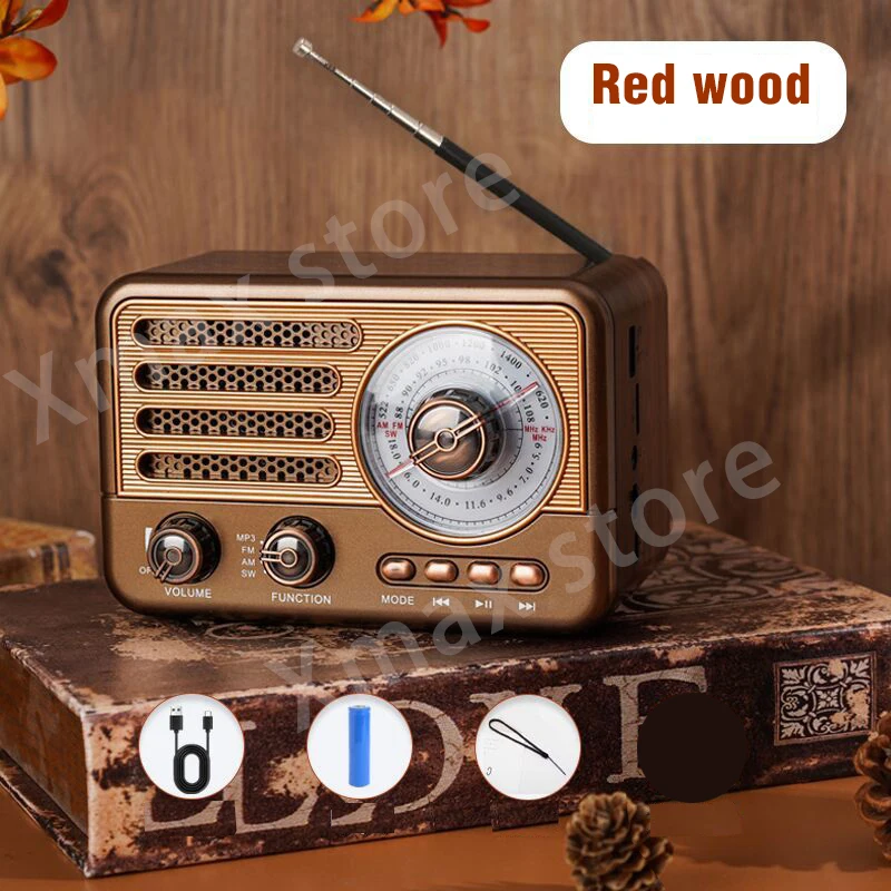 Luxury Design Wireless Bluetooth Speaker Vintage  FM Radio Receiver Rechargeable HIFI Sterero Mp3 PlayerSUPPORT USB/SD/TF