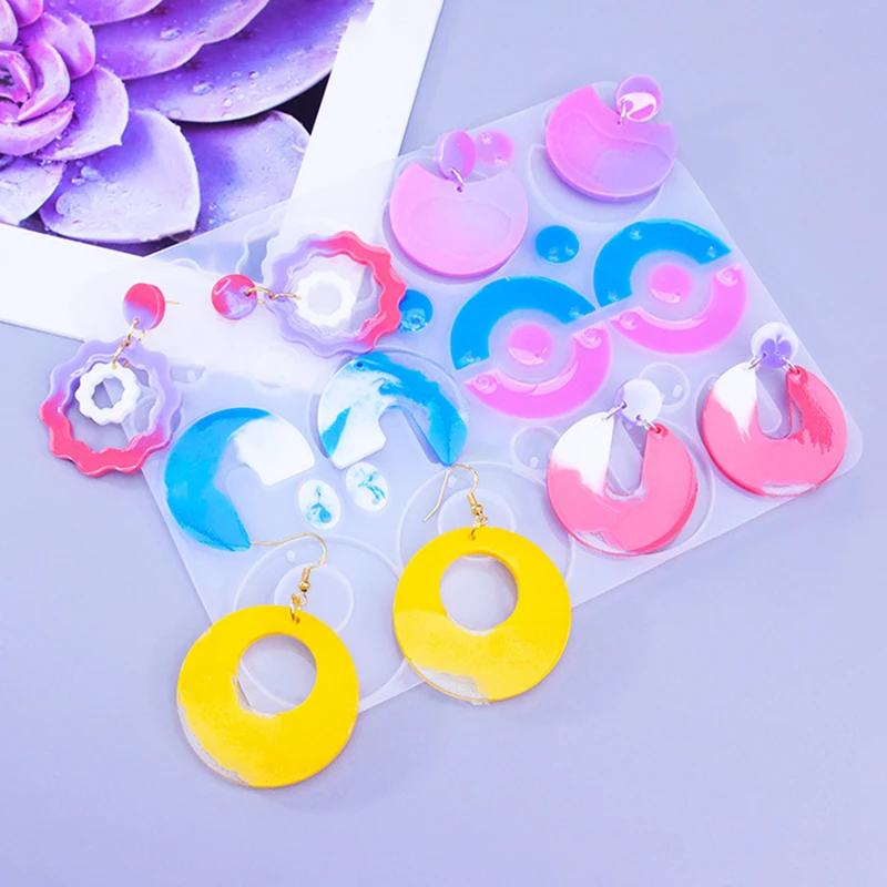 Irregular Geometric Earring Pendants Crystal Epoxy Resin Silicone Mold Handmade Keychain-Pendants Mold Diy Jewelry Casting Mold