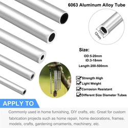 Aluminium Pipe Thickness 0.5~3mm OD 5-20mm ID 3~18mm Straight 200mm~500mm Long Round 6063 Aluminum Alloy Tube