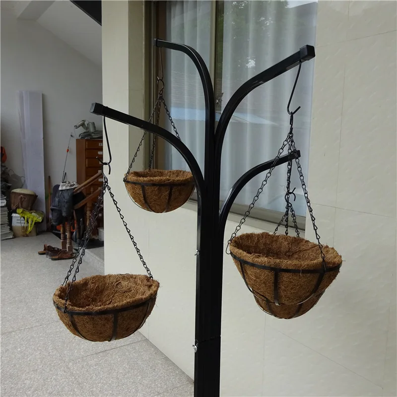 Living room balcony coconut brown iron flower rack, iron flower pot rack, floor standing flower pot, indoor multi-layer green pi