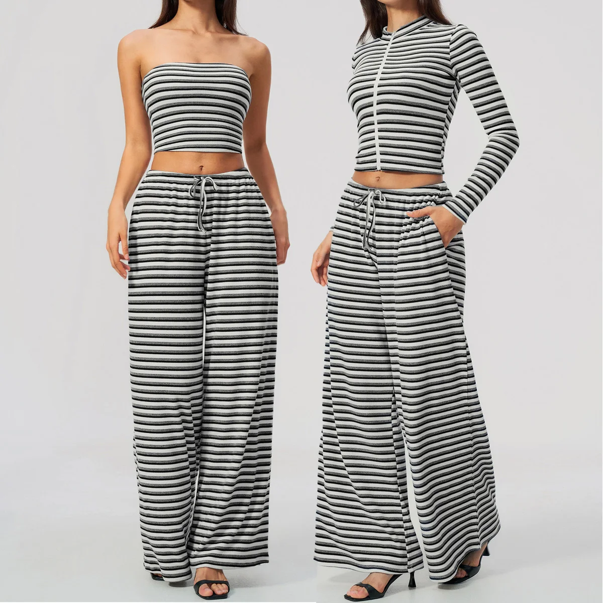 Stripe Outfits 2PCS Yoga Suit Sports Set Women Gym Set Women Tracksuit Running Workout Long Sleeve Sports Shirt Yoga Clothing