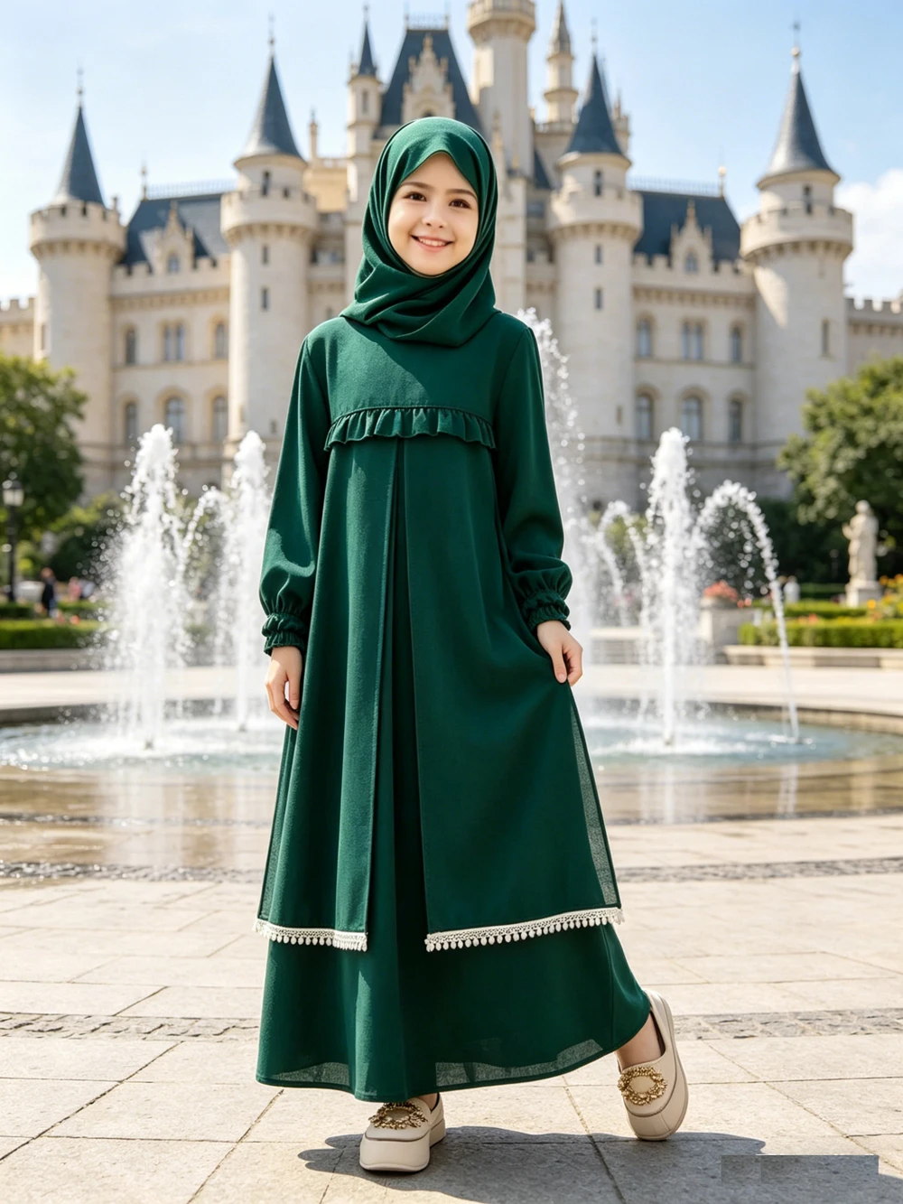 Vestido Muçulmano para Meninas Eid Djellaba 2026, Hijab, Jalabiya, Khimar, Abaya, Kaftan Turco, Roupa de Oração Islâmica Casual para o Ramadã