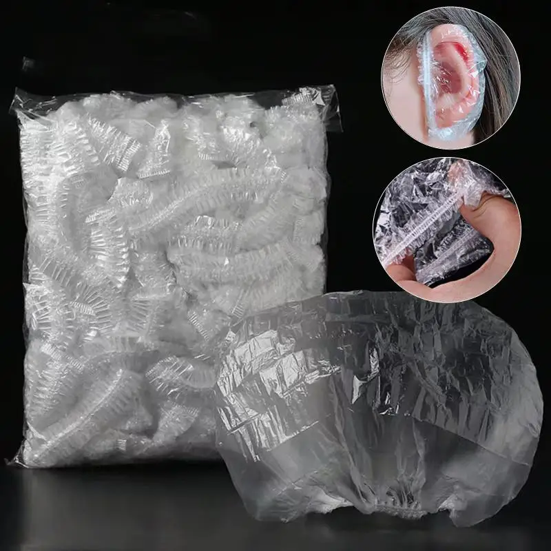 100Pcs Disposable Hair Dye Earmuff Waterproof Ear Cover Baking Oil Wash Shower Bathing Barber Hairdressing Cleaning Accessories