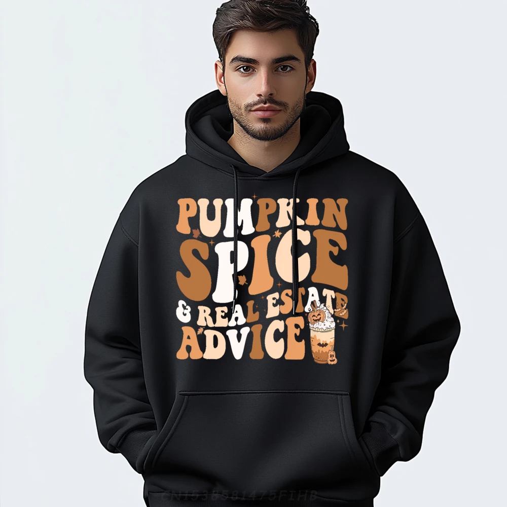 

Real Estate Halloween Pumpkin Spice And Real Estate Advice Graphic Tee Polyester Gifts For Men Tops Hoodie