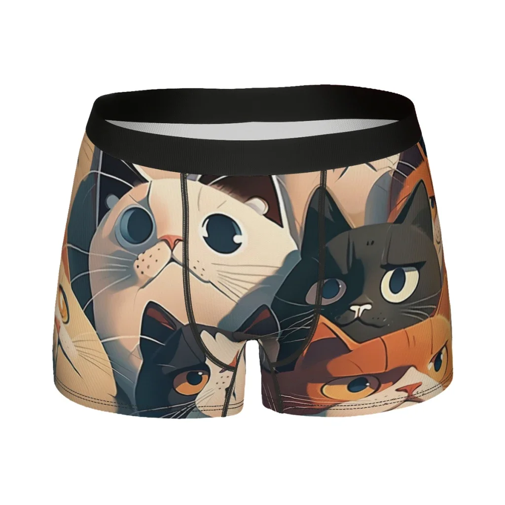 Cat Gang Love  Underpants Breathbale Panties Men's Underwear Print Shorts Boxer Briefs