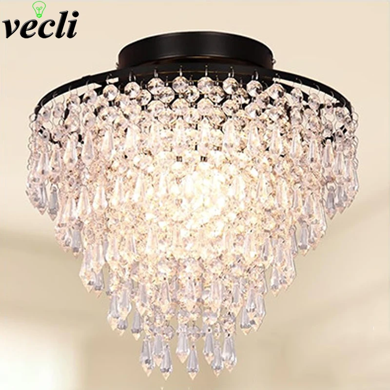 

New American Country Modern Elegant Crystal Ceiling Light - Creative Unique for Living Room Bedroom Study & Corridor LED Lamp