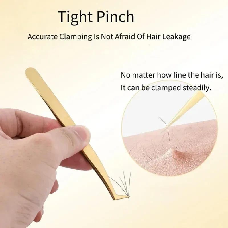 Juego de pinzas para pestañas de alta precisión: incluye 3 pinzas para pestañas de acero inoxidable para extensiones de pestañas clásicas individuales y de volumen