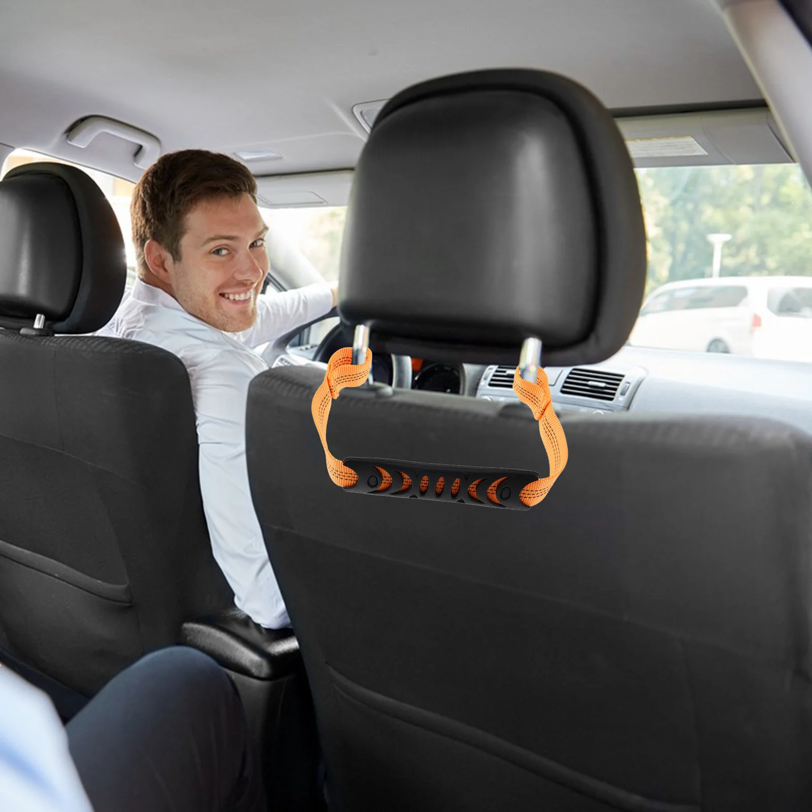 

2pcs Car Safety Grab Handle Heavy Duty Headrest Mounted Rear Seat Support Universal For Suv Truck Interior Accessories