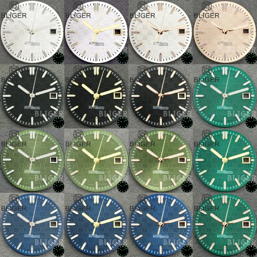 

BLIGER 31mm NH35 Engineer Style Watch Dial and Hand Sets Texture Watch Face Luminous Silver Rose Gold Markers Fit NH35 Movement