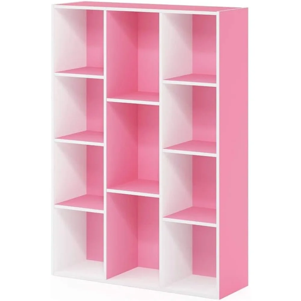 Luder Bookcase / Book / Storage , 11-Cube, White/Pink