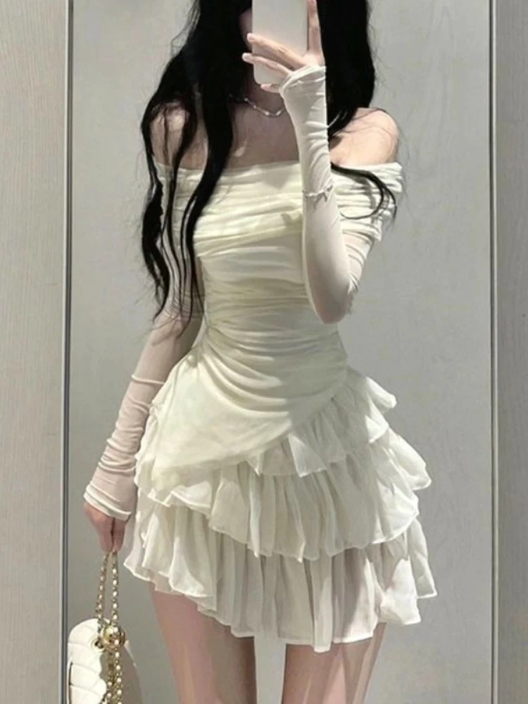 여름 섹시한 2 조각 드레스 세트 여성 우아한 Bodycon 티셔츠 + 레이스 슬림 스트랩 드레스 2000 년대 미국 빈티지 정장을 통해 볼