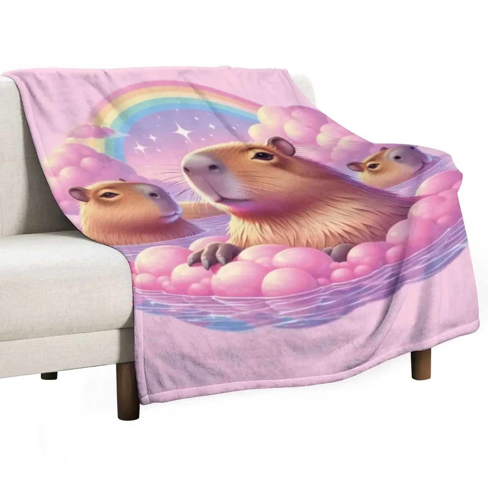 

Capybara Hot Spring Throw Blanket For Sofa Thin Blankets For Sofas christmas gifts Furry Blankets