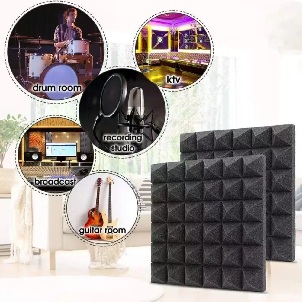 1PC Soundproofing Foam High-density Flame-retardant Pyramid Noise Sound-Absorbing Acoustic Foams Sound Treatment Panel