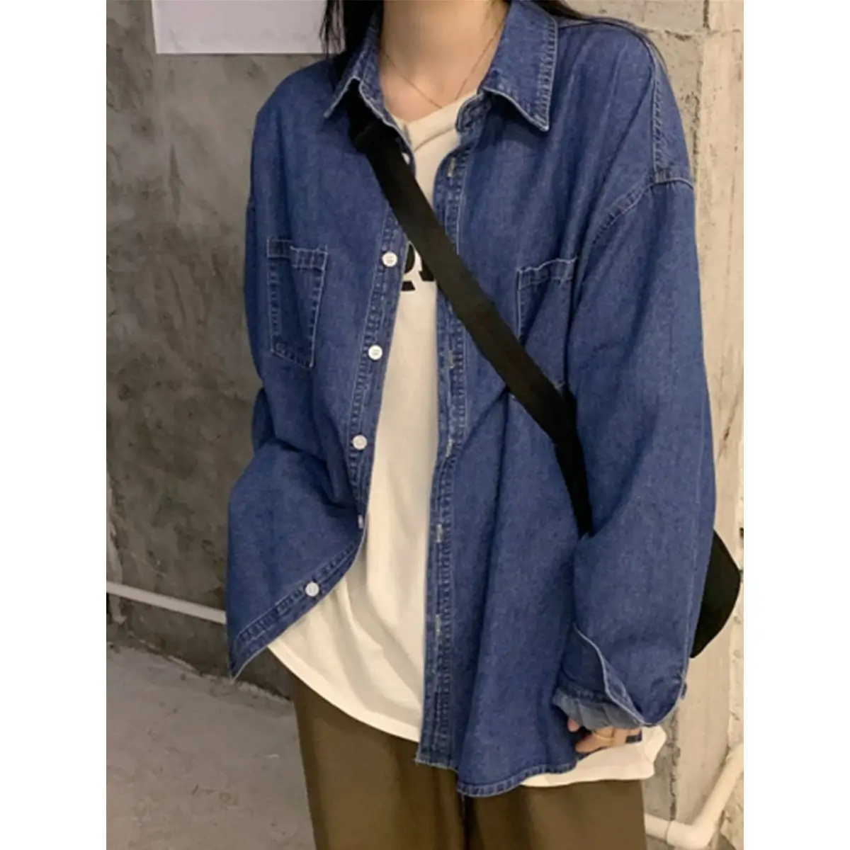 

Women's Blue Denim Shirt Jackets Retro Harajuku Vintage Streetwear Korean Style Ladies Casual Outwear Yk2 Short Denim Coats Tops