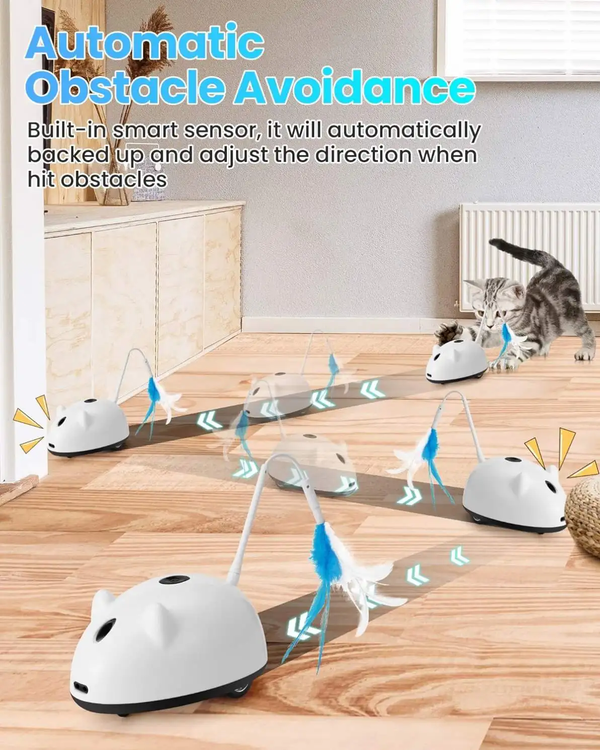 Interactive Auto Moving Automated Light Toy for Indoor Cats Self Rotating USB Rechargeable Eco-Friendly Modern Cat Toys Light