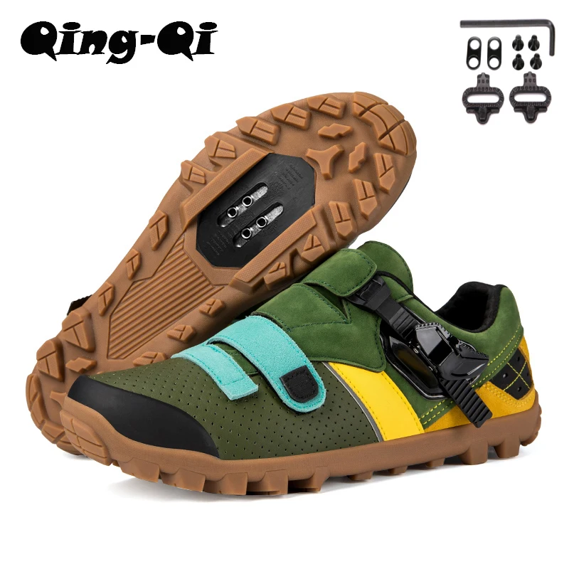 

QQ-TB169 Mens MTB Shoes Non-slip Breathable Cycling Shoes with SPD Cleat Set Mountain Gravel Road Cycle Sneakers for Male 39-50