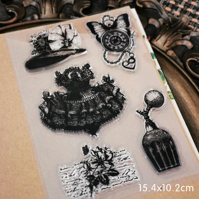 Vintage Lace Dress Landscaping Transparent Silicone Stamp Creative DIY Journal Student Supplies Stationery