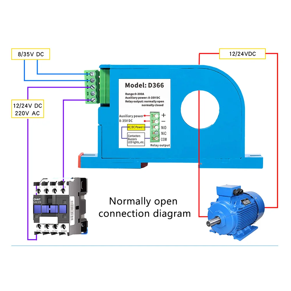 DC Current Sensing Switch 0-50A/0-100A Perforated DC Ampere Switch Din DC Current Sensor Induction Switch Hall Sensor