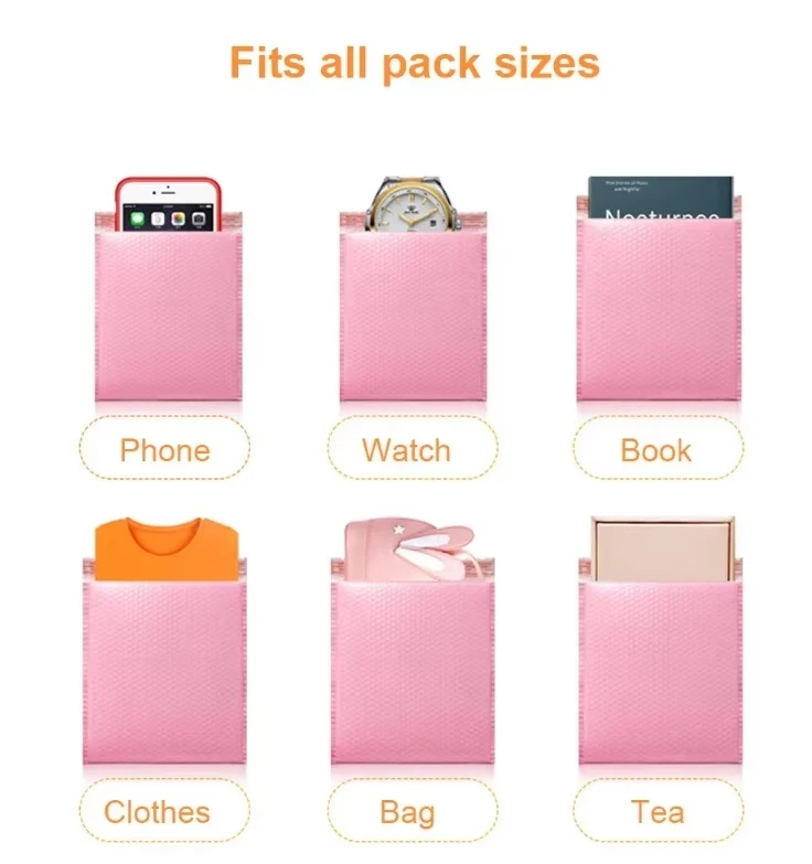 20 ชิ้นสีชมพู Poly Bubble Mailers เบาะซอง Self Seal เบาะซองของขวัญสีดําบรรจุภัณฑ์ซองจดหมายกระเป๋าสําหรับหนังสือ