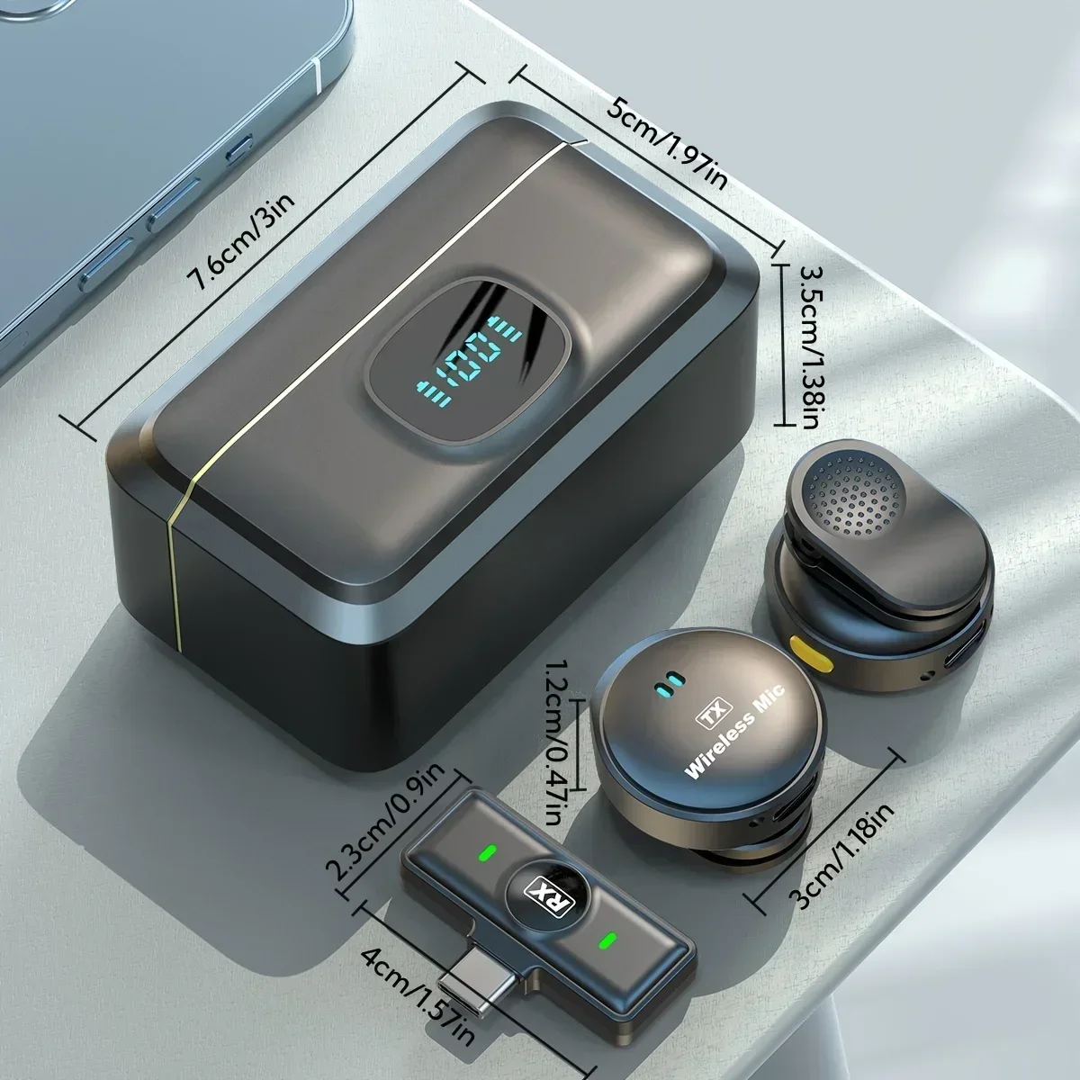 ProMini Wireless Lavalier Microphone Long-Lasting Battery, Noise Canceling for iPhone Video Recording, Vlogging, Live Streaming