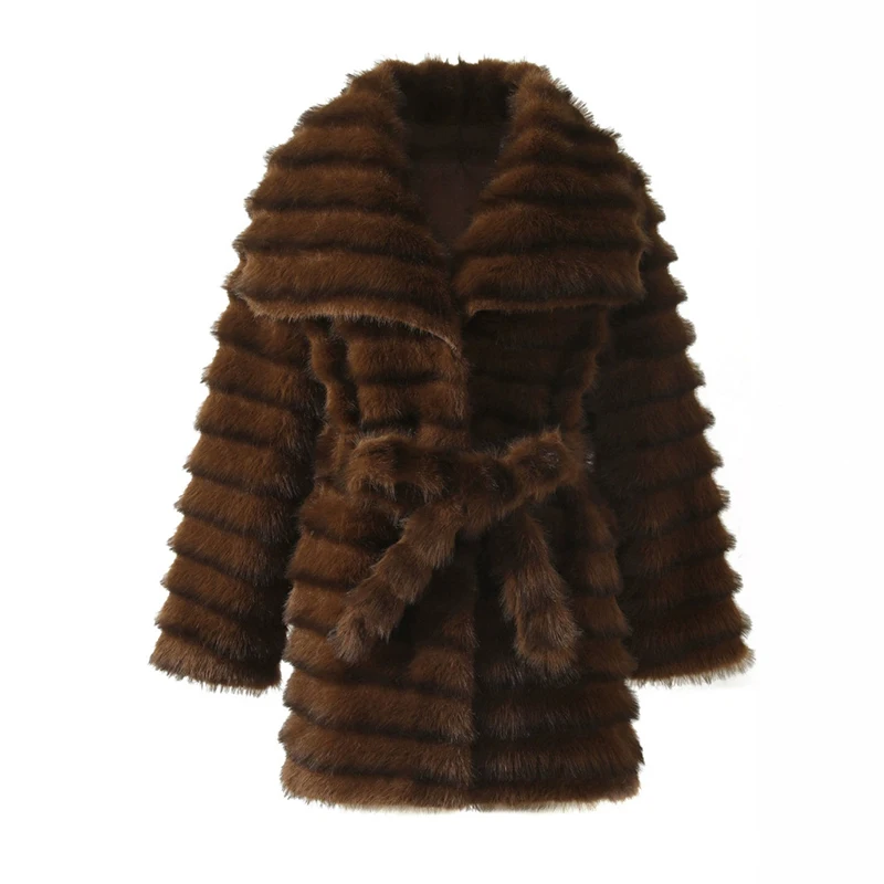 عالية الجودة فروي مصمم الأزياء اقتصاص فو الفراء معاطف وسترات المرأة رقيق معطف فوقي مع الشتاء الفراء سترة معطف الفرو