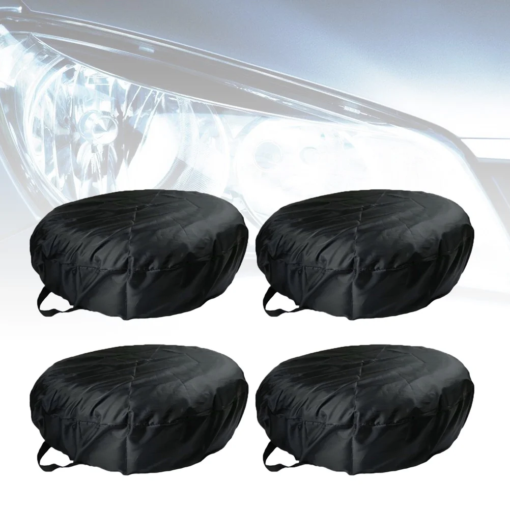 4PCS Oxford Cloth Car Tire Covers Car Spare Wheel Cover Waterproof Spare Tire Cover Wheel Tire Sleeve for Car Tire (Black Size S