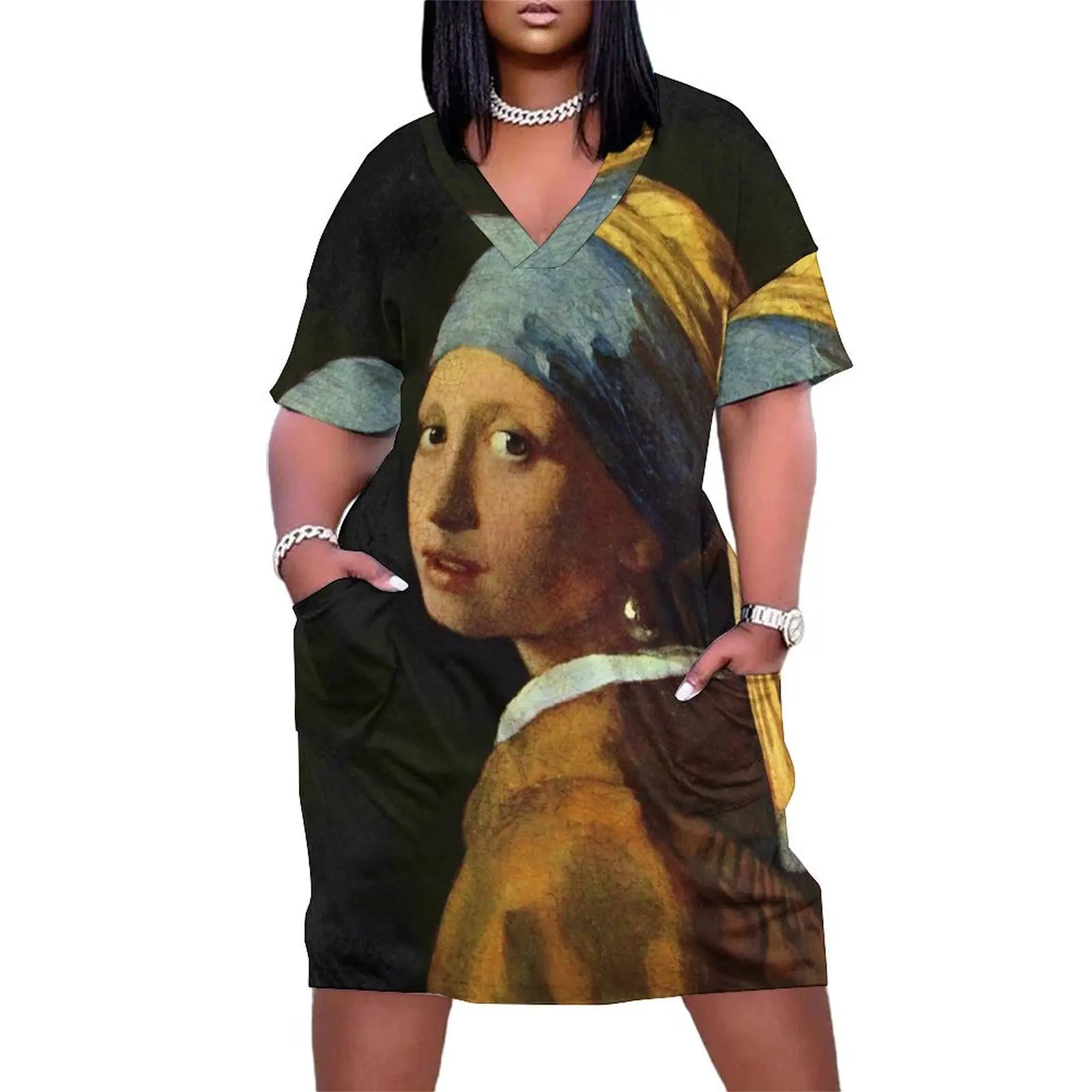 

Girl with a Pearl Earring Loose Pocket Dress evening dresses luxury 2025 Women's dresses Woman fashion