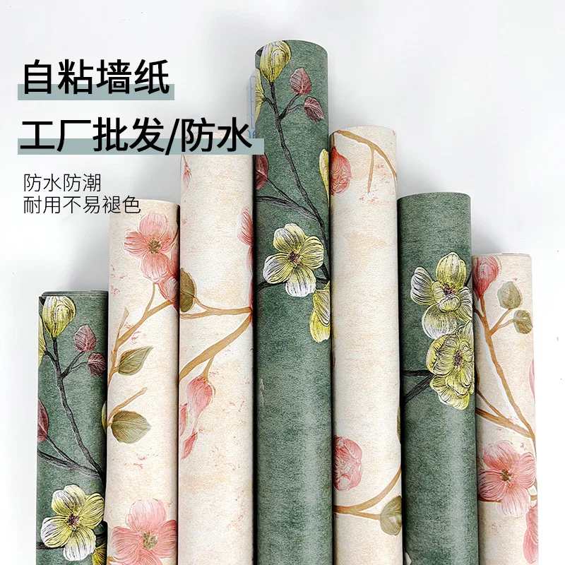 ورق حائط ذاتي اللصق مقاوم للماء على الطراز الريفي الأمريكي باللون الأخضر لغرفة النوم وغرفة المعيشة ورق حائط لخلفية الزمرد وملمس خشبي #3