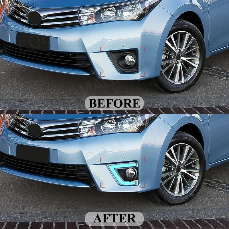 Led DRL Fog Lamp For Toyota Corolla Altis 2014 2015 2016 2017 Daytime Running Lights Turn Signal Headlight Car Accessories 12V