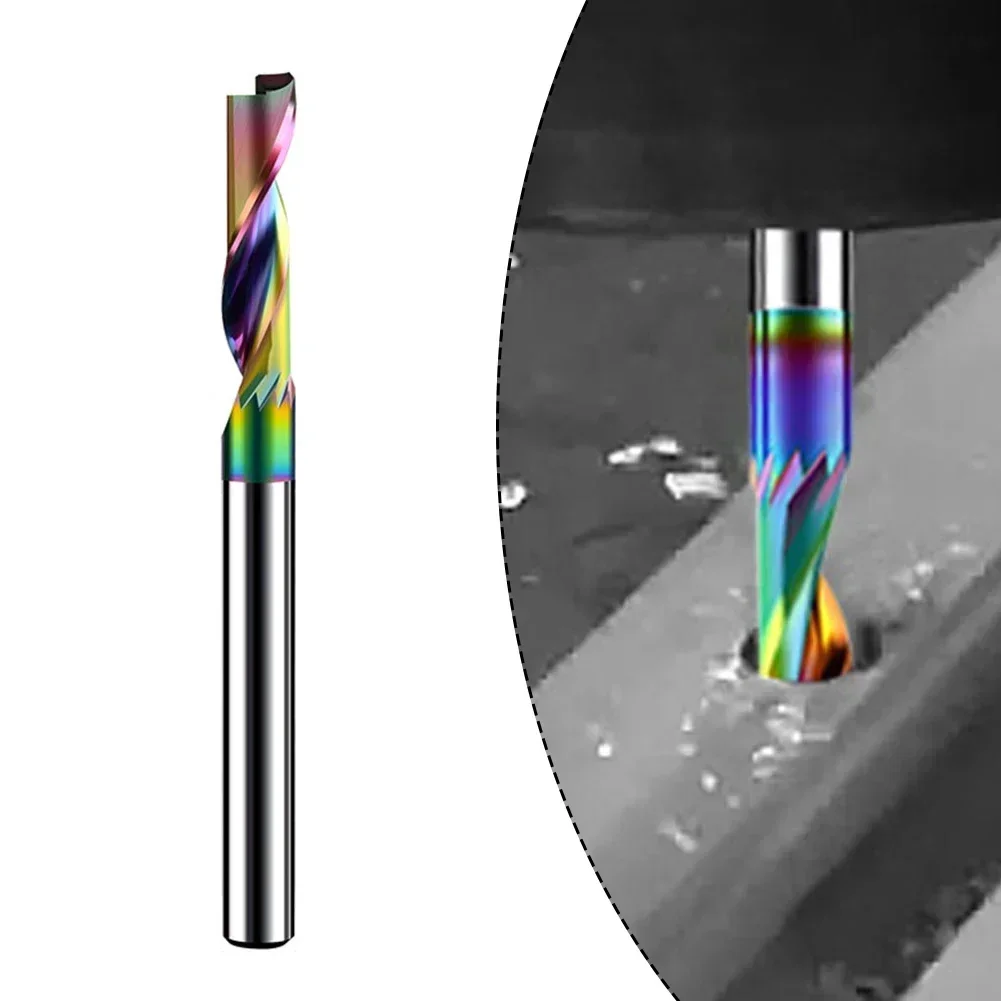 Punching Step Drill 1pc Single Flute Solid Tungsten Carbide Alloy End Mill, DLC Coating Milling Cutter For Aluminium